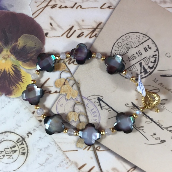 Abalone and moonstone beaded bracelet - Picture 4 of 8